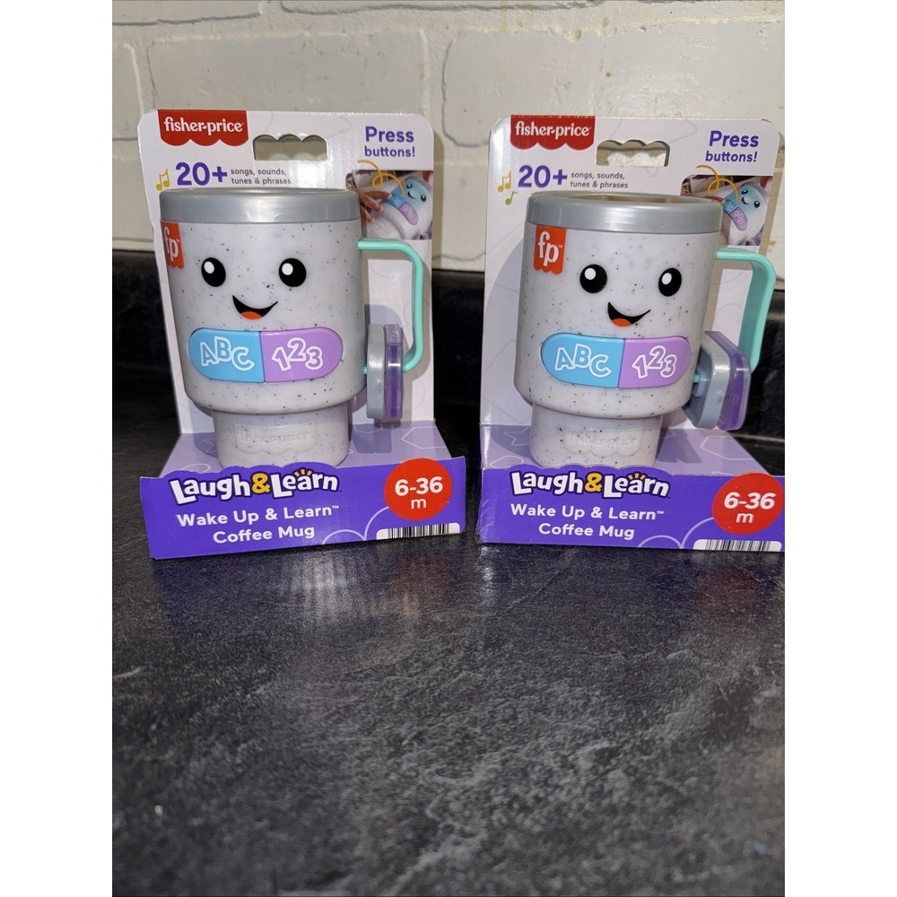 Lot Of 2 Fisher-Price Laugh & Learn Wake  Coffee Mugs Interactive Sounds